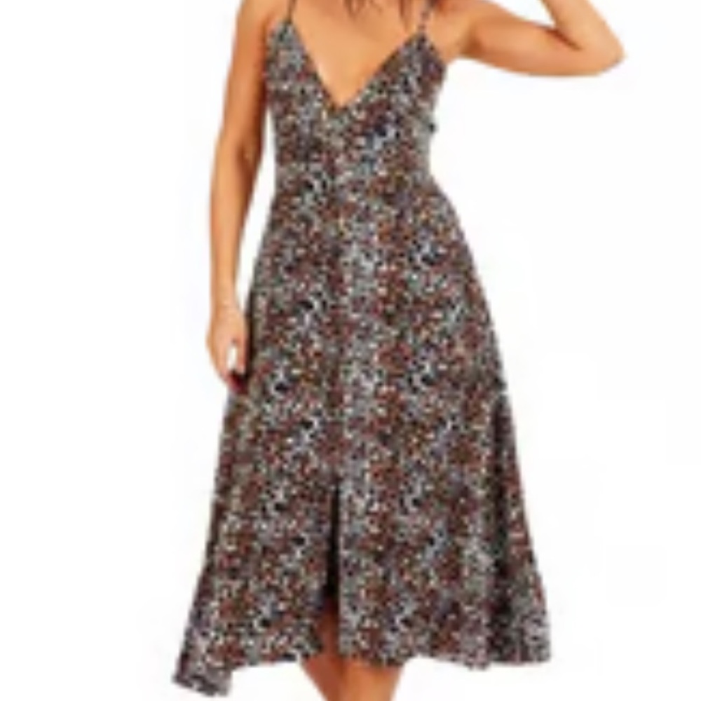 Cleobella Leopard Print Midi Maxi Dress Cheetah Brown Button front